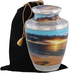 Urna de metal con grabado personalizado hecho a mano con marco de fotos, urna de cremación personalizada para seres queridos, cenizas, venta al por mayor - Product Image 4