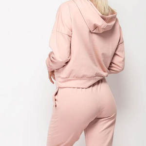 Venta al por mayor sudadera y pantalones de cuello redondo de gran tamaño WomenChándal 100% algodón HeavyFleece 350Gsm Mejor Material - Product Image 3