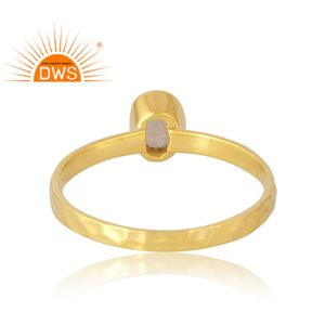Última venta 925 Plata de Ley 18K chapado en oro Natural Arco Iris Luna piedra preciosa anillo Demi joyería fina para mujeres regalo para - Product Image 3