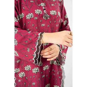 Ensemble de costume Karandi rose non cousu pour femmes, 2 pièces, imprimé pour un style tendance - Product Image 1