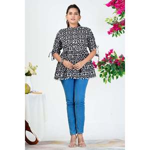 Elegante Blusa Casual de Popelina Bordada para Mujer con Detalle de Encaje - Blanco y Negro Talla XL - Product Image 3