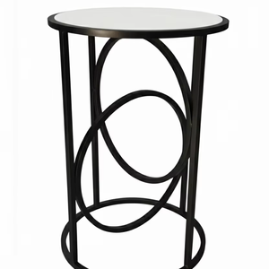 Modern Nordic Luxury Eco-Friendly IroNwith White Marble Top Black Finish <b>Lightweight</b> & Durable for Office Use - Product Image 1
