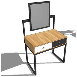 Modern Design SFBTD002 Wood and Rubber Wood Makeup <b>Table</b> with Iron Frame and Rectangular <b>Mirror</b> - Product Image 3