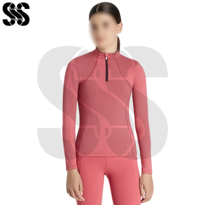 Camiseta de equitación para mujer, capa base, ligera, transpirable, cómoda, corte regular, cierre de cremallera, personalizable - Product Image 4