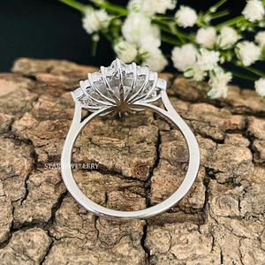 Bague de fiançailles Solitaire Halo en or massif 14K 2 Ct CVD IGI certifié, bague solitaire en diamant de laboratoire de 2 Ct à coupe ronde - Product Image 2