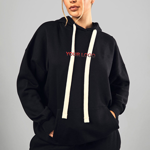 Venta caliente Plus SIZE Drop Shoulder Heavyweigh 100% Sudaderas con capucha de algodón para mujer con cordones largos Ropa informal Sudaderas con capucha de hip hop - Product Image 1