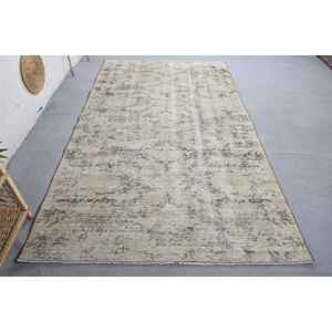 Tapis Patchwork Vintage en Laine Beige et Gris 5.1X8.9 pieds Rectangle Motif Oriental pour Chambres Adolescentes quantité minimale de commande Bas - Product Image 1