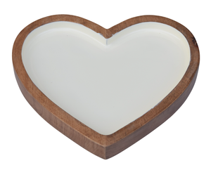 Cuenco Decorativo de Madera en Forma de Corazón con Incrustaciones de Esmalte Blanco - Product Image 1