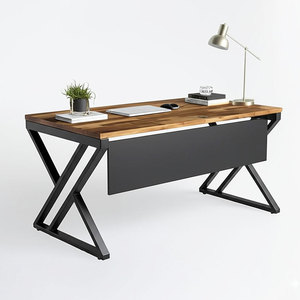 BDG68066 Industrial-Contemporary 160x80cm Acacia Wood <b>Work</b> <b>Desk</b> with Iron Legs for Office Furniture - Product Image 1