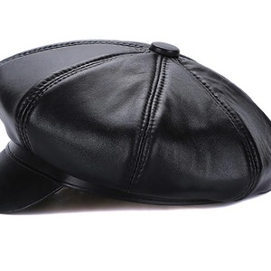 Four Seasons Genuine Vintage Bonnet Cadet Visor Sombrero de béisbol para hombre Gorras de cuero Nuevo estilo Newsboy Sombrero de boina de moda de cuero real - Product Image 2