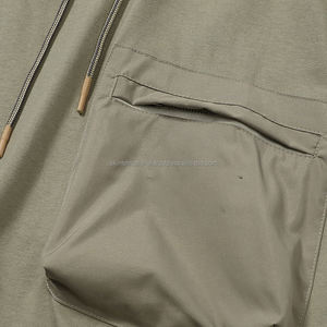 Spring Summer 240G Heavy Cotton T-<b>shirt</b> Vintage Short Sleeve Pocket <b>Patchwork</b> Drawstring 100% Cotton Polyester/Cotton New - Product Image 5