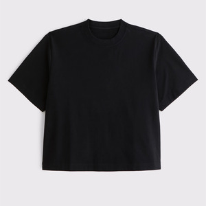 Logo personnalisé OEM de haute qualité en coton noir Vintage Boxy T-shirt court pour hommes épaule tombante surdimensionné lourd décontracté solide - Product Image 1