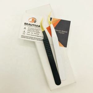 Pince à épiler professionnelle en acier inoxydable incurvée en J pour extension de cils impression de points en or blanc testée à la main pour un volume pointu - Product Image 5