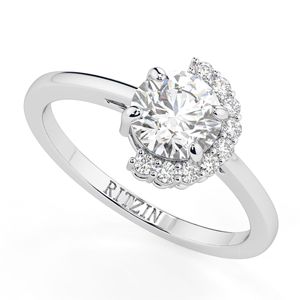 Anillo de Compromiso con Media Halo de Diamantes Cultivados en Laboratorio de Corte Redondo de 2.00CT en Oro Rosa de 14K, Estilo Elegante para Mujer - Product Image 4