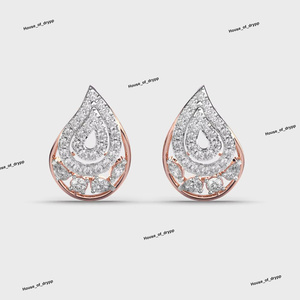 Elegantes Pendientes de Lágrima con Doble Línea de Diamantes Moissanite y Acento Marquesa, Pendientes de Plata 925 para Mujer - Product Image 2