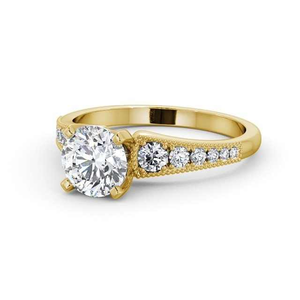 Anillo de Diamante Cultivado en Laboratorio de 0.60CTW, Solitario con Acentos Pavé, Estilo Vintage para Boda, con Cuentas Milgrain, Certificado IGI, Ideal para Fiestas - Product Image 3