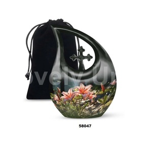 Urna Funeraria de Aluminio con Diseño de Flor en Forma de Lágrima para Cenizas Humanas, Urna Decorativa con Bolsa de Terciopelo Gratis - Product Image 6