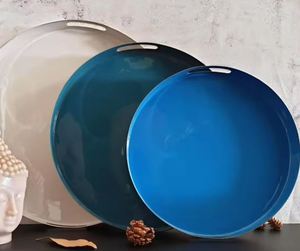 Nouveauté 2025 nouveau plateau rond en émail de nouvelle couleur solide et plateau tout logo d'impression personnalisé cadeau promotionnel - Product Image 1
