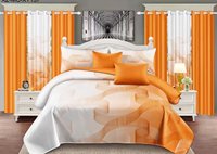 Lot de 6 draps de lit imprimés avec rideaux, drap plat, drap-housse et 2 taies d'oreiller, emballé, fournisseur OEM/ODM