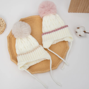 Nuevos gorros de punto de invierno para bebé, niño y niña, gorro con orejeras negro Beige, turbante de color caramelo supersuave, gorro de bola de Color sólido, Otoño Invierno - Product Image 4