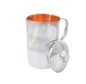 เหยือกน้ำสองชั้นแบบทันสมัยเหยือกทองแดงและโลหะมีฝาปิดอุปกรณ์เสริมสำหรับการบำบัดอายุรเวทแบบใช้แล้วทิ้งสำหรับการเดินทาง - Product Image 1