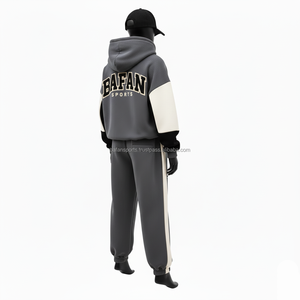 Haute qualité 320 GSM femmes deux pièces survêtement chaud polaire tissu gris Beige panneaux Logo personnalisé brodé survêtements grande taille - Product Image 5