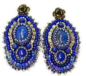 Pendientes de algodón bordados a mano en azul, pendientes personalizados con múltiples cuentas, joyería festiva para mujer al mejor precio, pendientes con cuentas. - Product Image 6