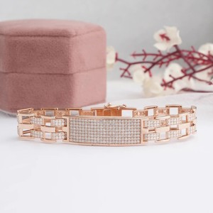Pulsera de diamantes naturales de oro sólido de 18K para mujer, brazalete de diamantes naturales, pulsera de diseño encantador de oro sólido de 10K para hombre - Product Image 1