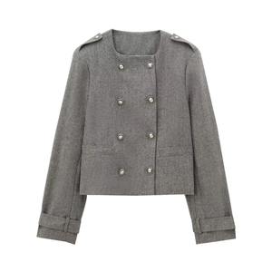 แจ็กเก็ตยีนส์ลำลองสำหรับผู้หญิงเสื้อคลุมยีนส์มีกระเป๋าดีไซน์เกาหลีสีฟ้าฤดูใบไม้ผลิฤดูใบไม้ร่วงรีวิวมากมายสไตล์ Y2K - Product Image 1