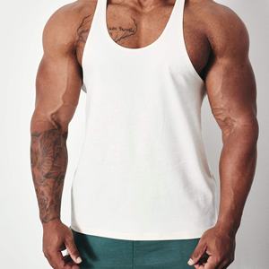 Vente chaude hommes côtes sans manches débardeur 100% coton blanc Singlet gilet pour hommes entraînement Gym Fitness couleurs unies hommes débardeur - Product Image 5
