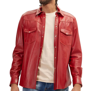 Venta caliente Camisas de cuero de los hombres de alta calidad Botón abajo Mangas completas Polo Collar Tamaño 6XL Precio barato - Product Image 2