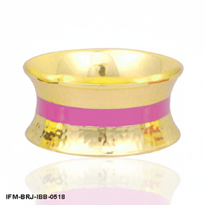 กำไลข้อมือทองเหลืองตอกลายทำมือ ประดับด้วยแถบสีชมพูเคลือบเงา ปรับขนาดได้ สไตล์โบฮีเมียน สำหรับผู้หญิง - Product Image 1