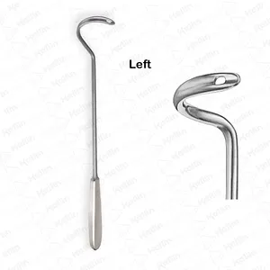 Agulhas ligadura Deschamps para a mão esquerda, instrumentos de sutura médio curvado e cego de 27 cm, agulhas ligadura Deschamps em aço inoxidável