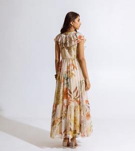 Robe longue en coton indien à imprimé floral faite à la main tenue de fête pour femme élégante pour mariage robe de voyage d'été pour filles ODM Supply - Product Image 3