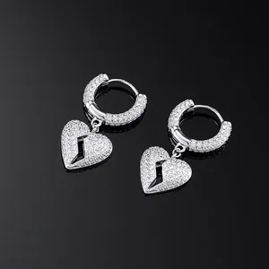 Pendientes de Aro de Corazón Roto con Diamantes Cultivados en Laboratorio, Elegantes y Ecológicos, Regalo Unisex - Product Image 5