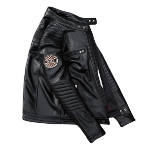 OEM Hot Sale Custom Motorcycle <b>Black</b> <b>Real</b> Leather Bomber Jackets Genuine Leather Jacket <b>Men</b> Biker Jacket Wholesale - Product Image 5