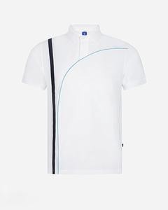 Chemise polo personnalisée pour hommes avec tissu respirant à rayures incurvées élégantes, T-shirt polo pour tenue d'équipe, décontracté ou uniforme - Product Image 5
