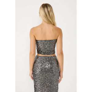 Bustier sans bretelles à paillettes - Product Image 4