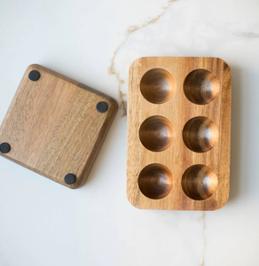 Support de plateau à oeufs en bois support de porte-oeufs empilable 6 fentes à la main support à oeufs en bois personnalisé Top vente - Product Image 1