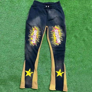 Survêtement de jogging en coton unisexe vintage délavé au soleil délavé à l'acide Pantalon évasé personnalisé Vêtements d'hiver pour hommes avec logo à séchage rapide - Product Image 2