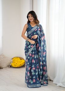 Georgette léger imprimé floral Saree extensible impression numérique parfait pour toutes les occasions - Product Image 3