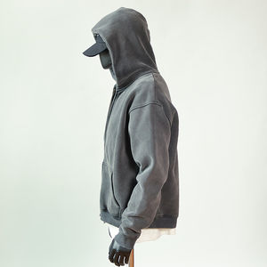 NUEVA Sudadera con Capucha Unisex de Algodón Grueso con Logotipo Personalizado Estampado, Lavado Ácido y Decolorado por el Sol, Sudadera de Invierno Extra Grande - Product Image 4