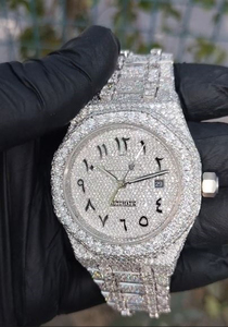 Lujoso reloj de esfera analógica de cuarzo personalizado para mujer automático VVS Moissanite diamante banda de acero inoxidable cristal moda de lujo - Product Image 4