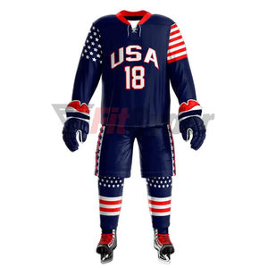 วัสดุโพลีเอสเตอร์คุณภาพดีที่สุดนักฮ็อกกี้น้ําแข็งเครื่องแบบแห้งเร็วผู้ชายระบายอากาศคุณภาพสูงเครื่องแบบฮ็อกกี้น้ําแข็ง OEM - Product Image 3