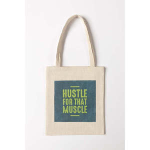 Sac fourre-tout blanc pour femmes, motif « Hustle for That Muscle », réutilisable et élégant - Product Image 1