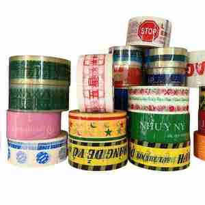 Cinta de embalaje impresa personalizada de alta calidad para sellar cajas de cartón cinta adhesiva fuerte BOPP con logotipo del proveedor de Vietnam - Product Image 1