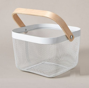 Panier de rangement en métal avec fil de fer fini or paniers de rangement multifonctionnels indiens fabriqués à la main utilisation de la cuisine à domicile - Product Image 2