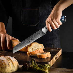 มีดหั่นขนมปังพร้อมที่จับทำจากเหล็กดามัสกัสญี่ปุ่นมีดหั่นขนมปังสำหรับเชฟครัว - Product Image 4