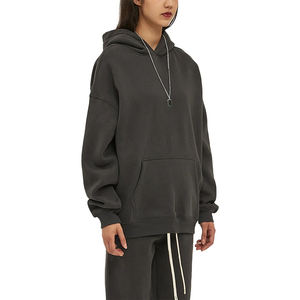 Sudadera con capucha de lana de gran tamaño para hombre, Sudadera con capucha Lisa informal a la moda, sudadera de alta calidad gruesa suelta de talla grande para invierno - Product Image 4