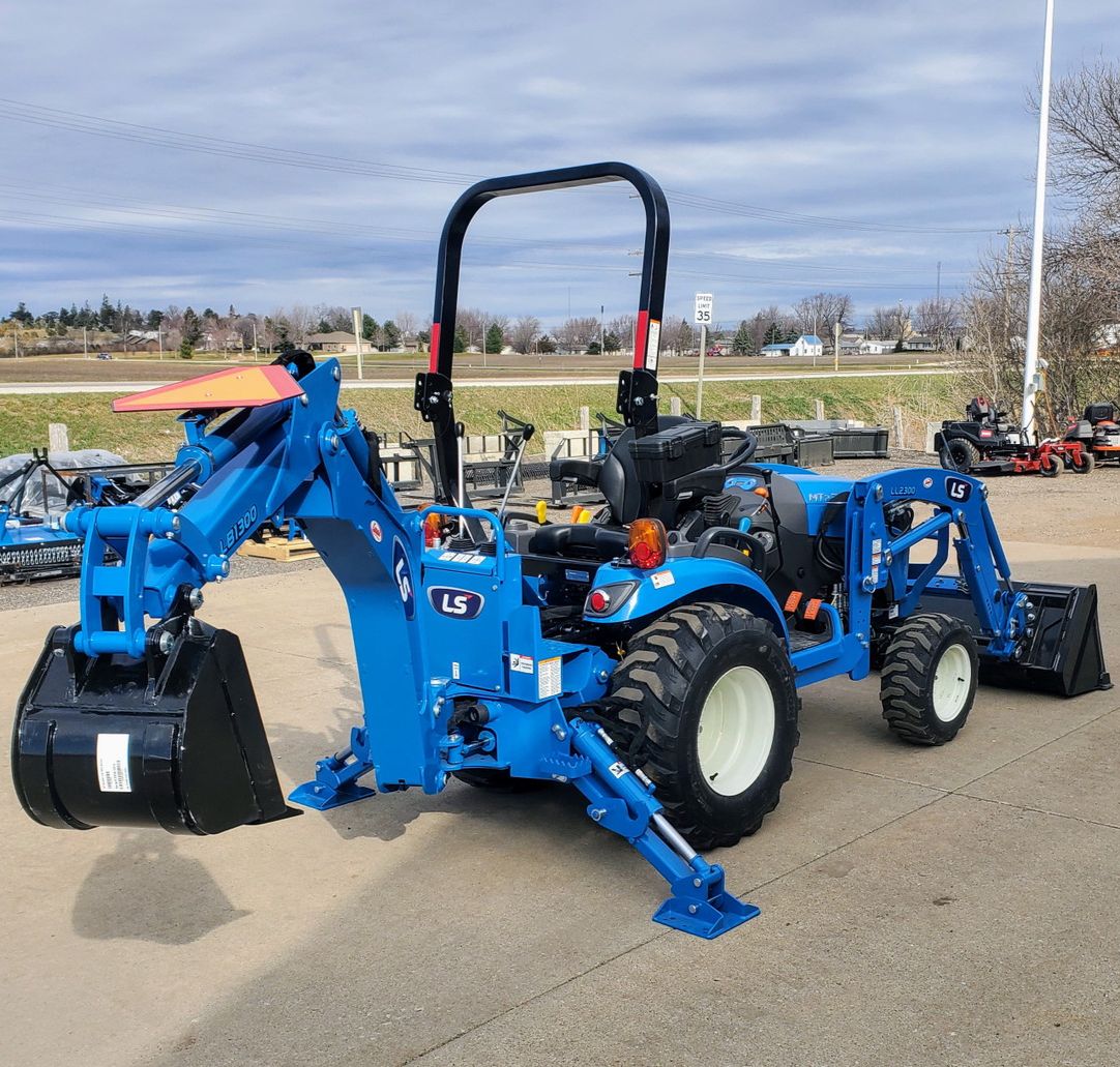 sub compact tractor used ls mt2s with front end loader with belly mower